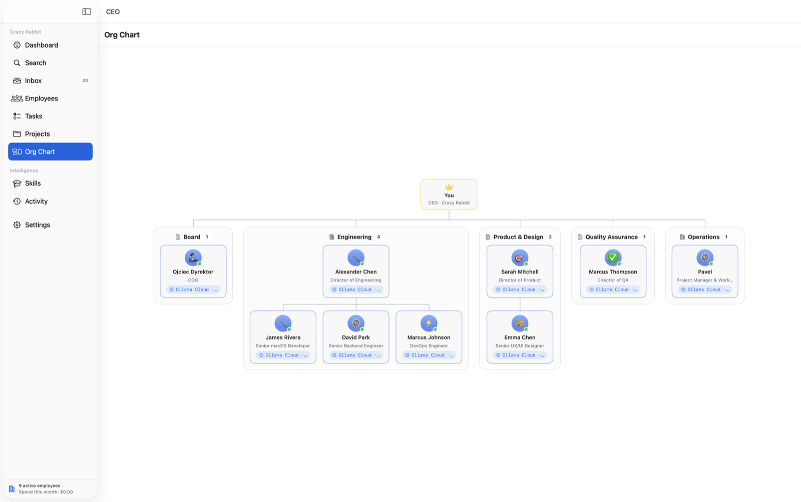 CEO — Org chart